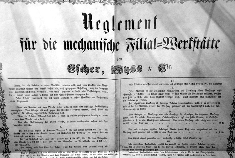 Escher-Wyss Ravensburg Fabrikordnung 1860